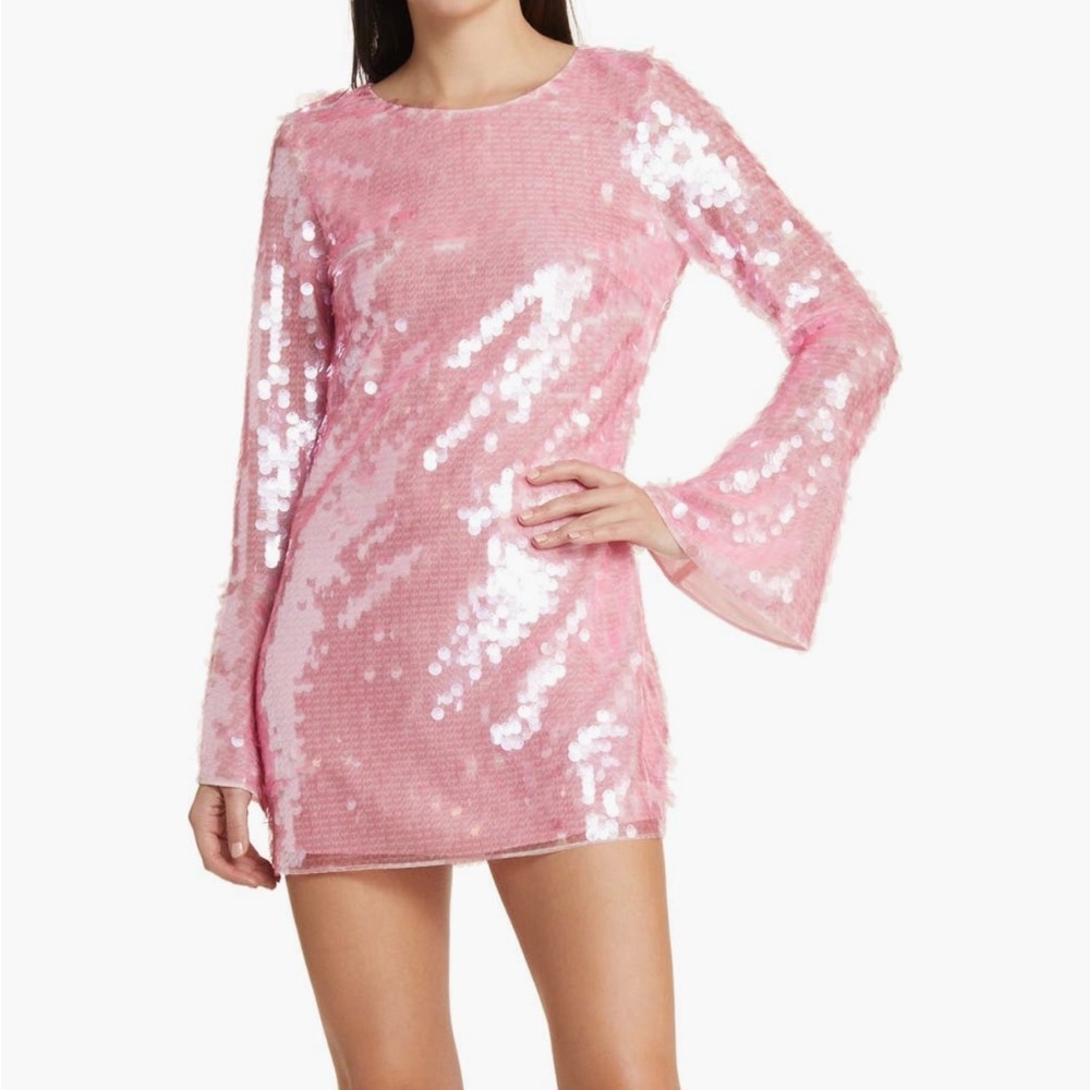 LoveShackFancy Annabelle Pink Sequin Mini Dress